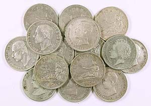 1869 a 1905. 2 peseta. Lote de 15 monedas, ... 