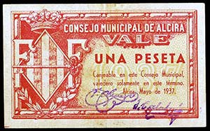 Alcira (Valencia). 1 peseta. (T. 72) (KG. ... 