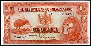 1934. Nueva Zelanda. Banco de la Reserva. 10 ... 