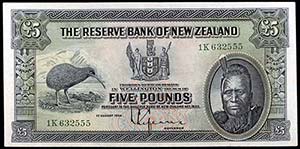 1934. Nueva Zelanda. Banco de la Reserva. 5 ... 
