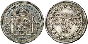 1789. Carlos IV. México. 2 reales. Medalla ... 