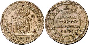 1790. Carlos IV. Orizaba. Medalla de ... 