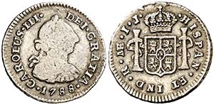 1788. Carlos III. Lima. IJ. 1/2 real. (AC. ... 