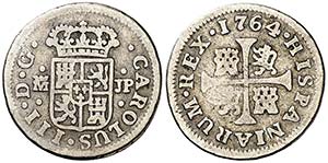 1764. Carlos III. Madrid. JP. 1/2 real. (AC. ... 