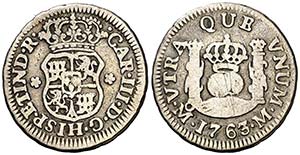 1763. Carlos III. México. M. 1/2 real. (AC. ... 