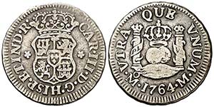 1764. Carlos III. México. M. 1/2 real. (AC. ... 