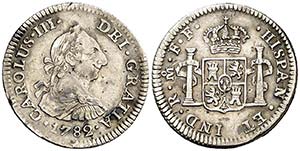 1782/1. Carlos III. México. FF. 1/2 real. ... 