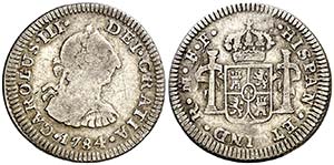 1784. Carlos III. México. FF. 1/2 real. ... 