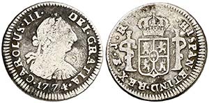 1774. Carlos III. Potosí. JR. 1/2 real. ... 