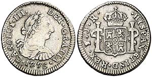 1776. Carlos III. Potosí. JR. 1/2 real. ... 