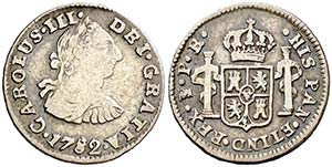 1782/1. Carlos III. Potosí. PR. 1/2 real. ... 