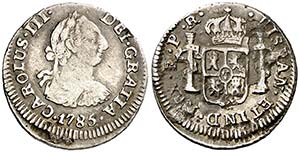 1785. Carlos III. Potosí. PR. 1/2 real. ... 