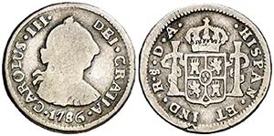 1786. Carlos III. Santiago. DA. 1/2 real. ... 