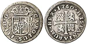 1760. Carlos III. Sevilla. JV. 1/2 real. ... 