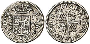 1761. Carlos III. Sevilla. JV. 1/2 real. ... 