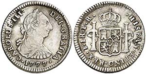 1777. Carlos III. Potosí. PR. 1 real. (AC. ... 