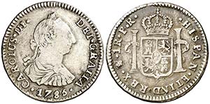 1785. Carlos III. Potosí. PR. 1 real. (AC. ... 