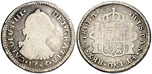1788/7. Carlos III. Santiago. DA. 1 real. ... 