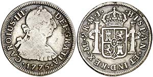 1775. Carlos III. Lima. MJ. 2 reales. (AC. ... 