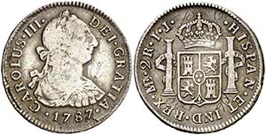 1787. Carlos III. Lima. IJ. 2 reales. (AC. ... 