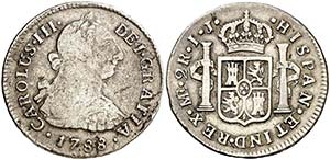 1788. Carlos III. Lima. IJ. 2 reales. (AC. ... 