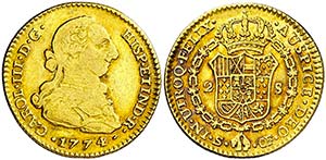 1774. Carlos III. Sevilla. CF. 2 escudos. ... 