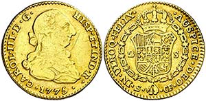 1775. Carlos III. Sevilla. CF. 2 escudos. ... 