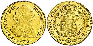 1776. Carlos III. Sevilla. CF. 2 escudos. ... 