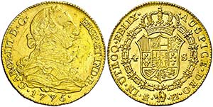 1775. Carlos III. Madrid. PJ. 4 escudos. ... 
