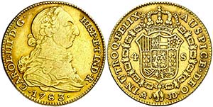 1783. Carlos III. Madrid. JD. 4 escudos. ... 