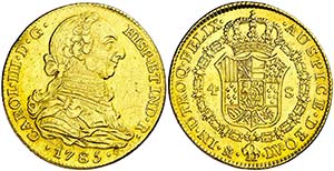1785. Carlos III. Madrid. DV. 4 escudos. ... 