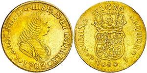 1762. Carlos III. Popayán. J. 4 escudos. ... 