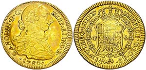 1786. Carlos III. Popayán. SF. 4 escudos. ... 