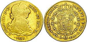 1781. Carlos III. Santiago. DA. 4 escudos. ... 