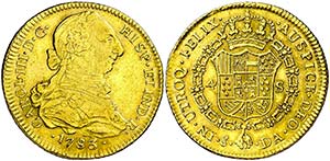 1783. Carlos III. Santiago. DA. 4 escudos. ... 