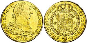 1773. Carlos III. Sevilla. CF. 4 escudos. ... 