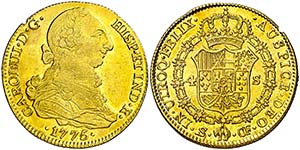 1775. Carlos III. Sevilla. CF. 4 escudos. ... 