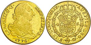 1776/5. Carlos III. Sevilla. CF. 4 escudos. ... 