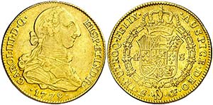 1779. Carlos III. Sevilla. CF. 4 escudos. ... 