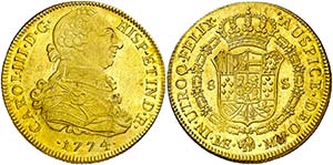 1774. Carlos III. Lima. MJ. 8 escudos. (AC. ... 