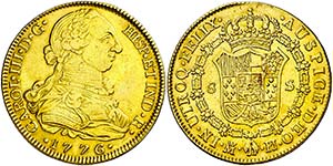 1776. Carlos III. Madrid. PJ. 8 escudos. ... 