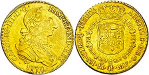 1770. Carlos III. México. MF. 8 escudos. ... 