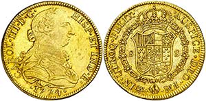 1774. Carlos III. México. FM. 8 escudos. ... 