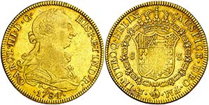 1784. Carlos III. México. FM. 8 escudos. ... 