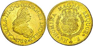 1762. Carlos III. Popayán. J. 8 escudos. ... 