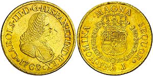 1769/7. Carlos III. Popayán. J. 8 escudos. ... 