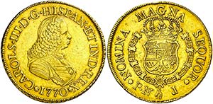 1770. Carlos III. Popayán. J. 8 escudos. ... 
