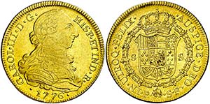 1776. Carlos III. Popayán. SF. 8 escudos. ... 