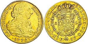 1778. Carlos III. Popayán. SF. 8 escudos. ... 