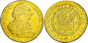 1780. Carlos III. Popayán. SF. 8 escudos. ... 